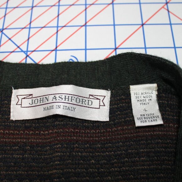 John Ashford Button-Up Wool Blend Grandpa Sweater Vest, Large - Picture 3 of 5